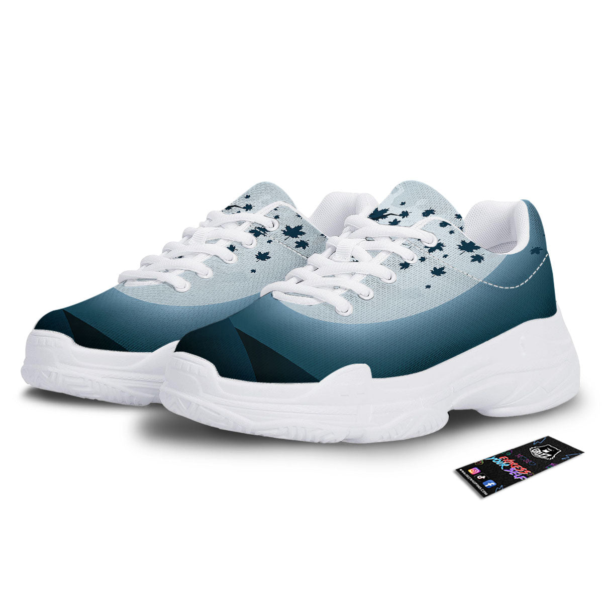 Moon Full Autumn Print White Chunky Shoes-grizzshop