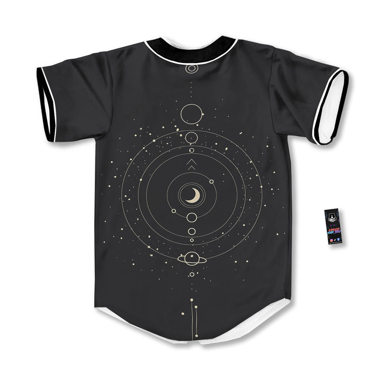 Moon Phase Galaxy Print Baseball Jersey-grizzshop