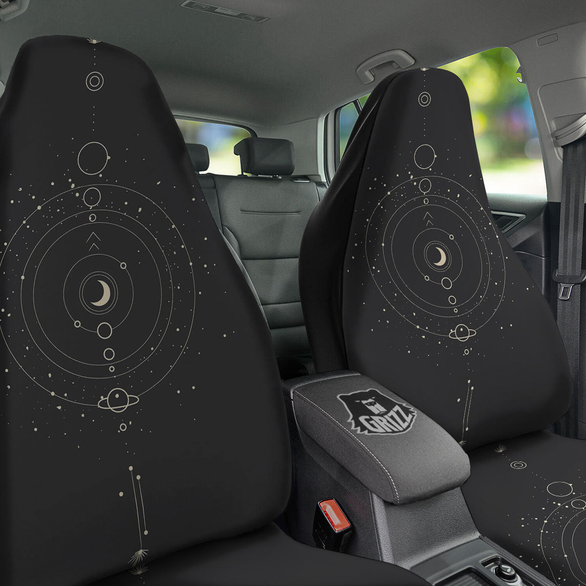 Moon Phase Galaxy Print Car Seat Covers-grizzshop