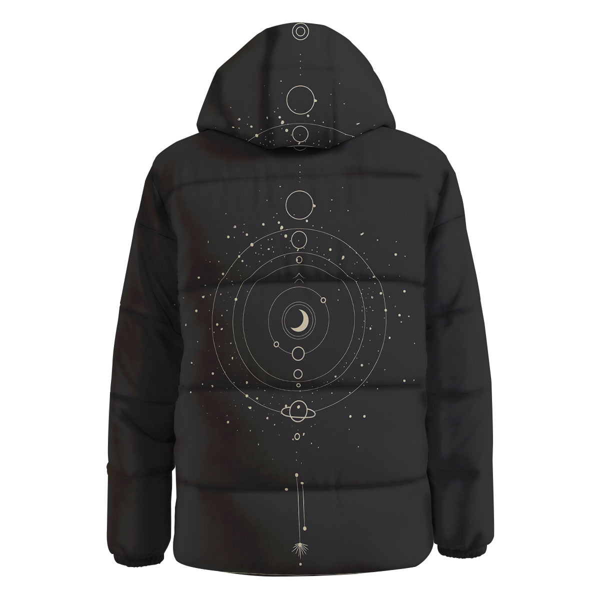 Moon Phase Galaxy Print Down Jacket-grizzshop