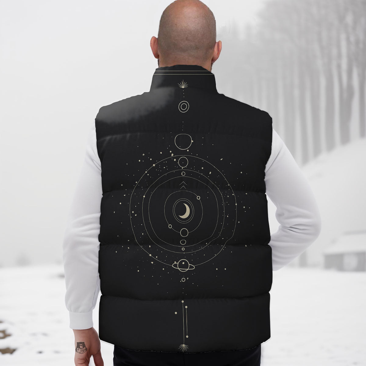 Moon Phase Galaxy Print Down Vest