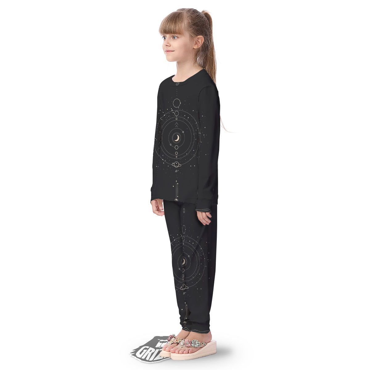 Moon Phase Galaxy Print Kid's Pajamas-grizzshop