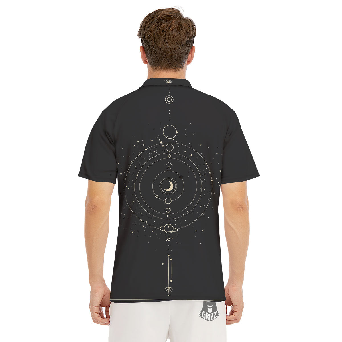 Moon Phase Galaxy Print Men's Golf Shirts-grizzshop