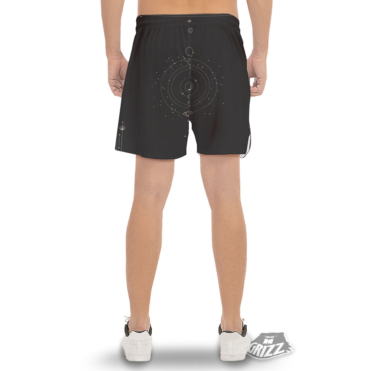 Moon Phase Galaxy Print Men's Gym Shorts-grizzshop