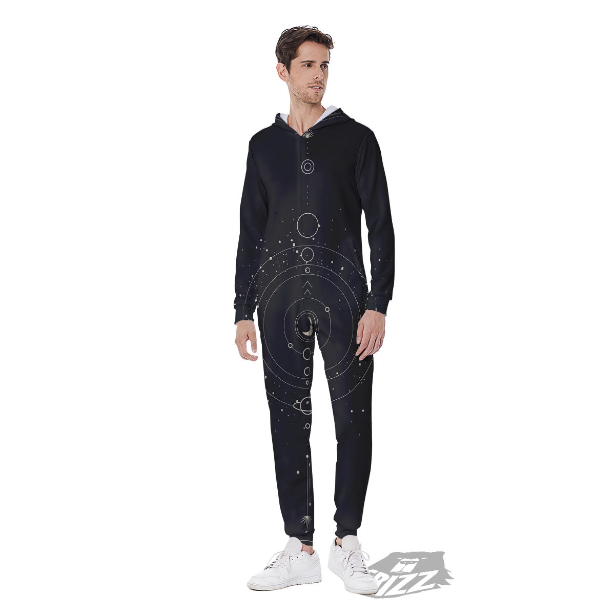 Moon Phase Galaxy Print Men's Jumpsuit-grizzshop