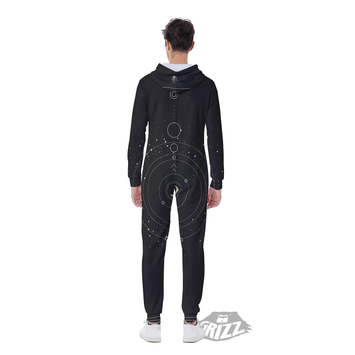 Moon Phase Galaxy Print Men's Jumpsuit-grizzshop