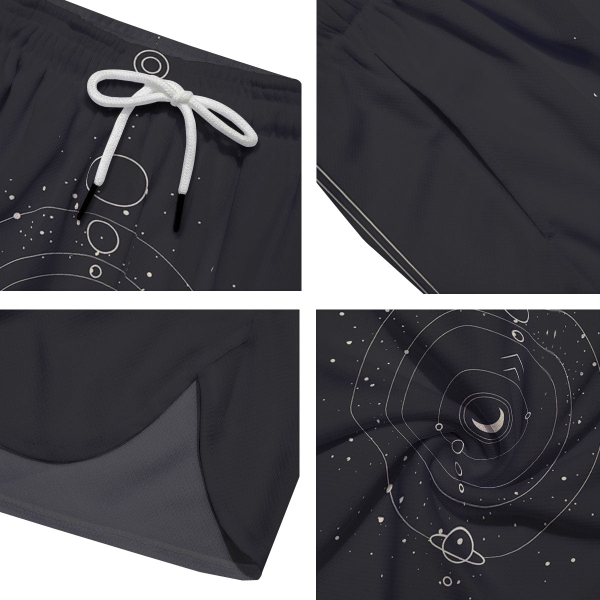 Moon Phase Galaxy Print Men's Running Shorts-grizzshop