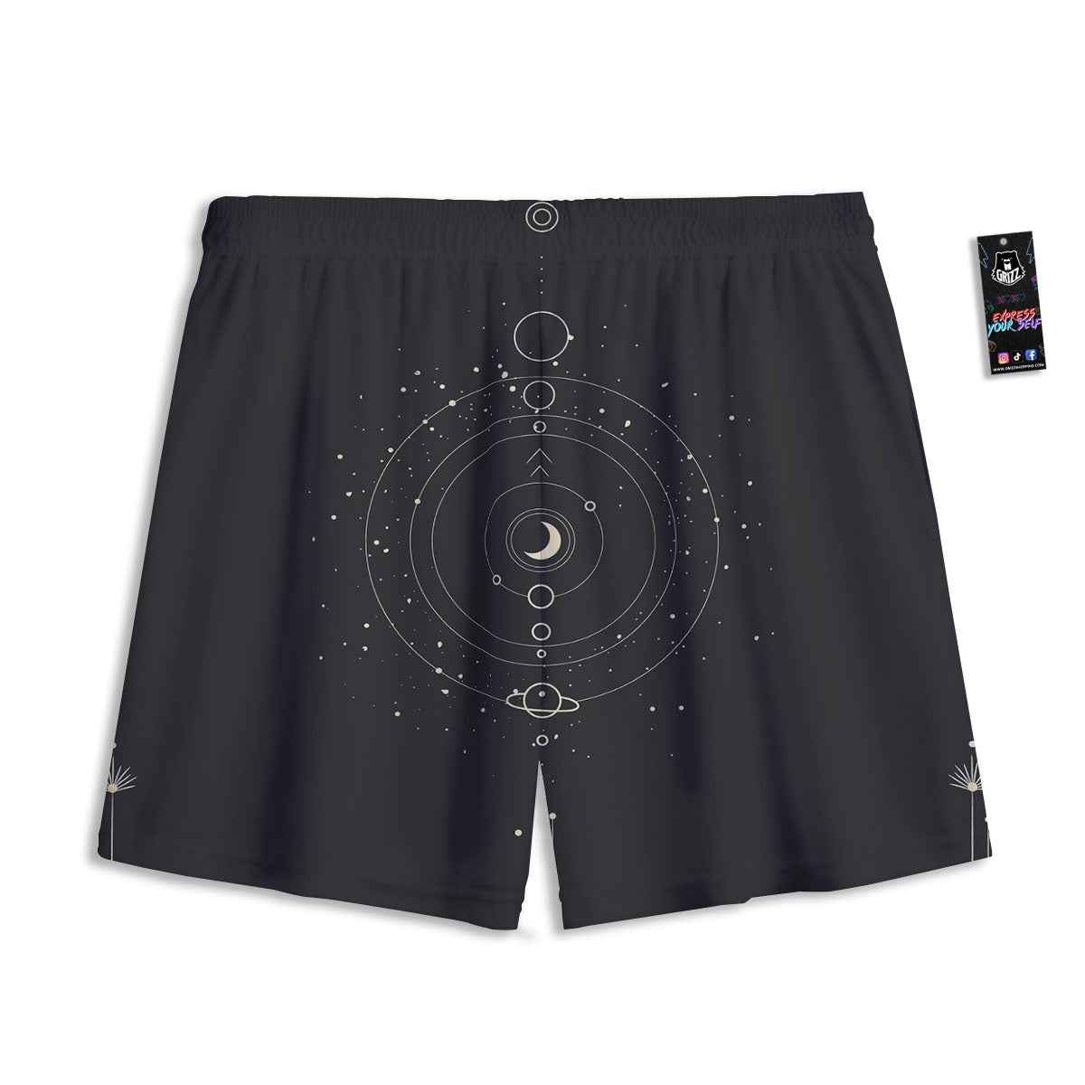 Moon Phase Galaxy Print Mesh Shorts