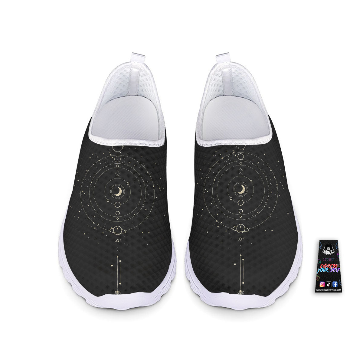 Moon Phase Galaxy Print Nurse Shoes-grizzshop