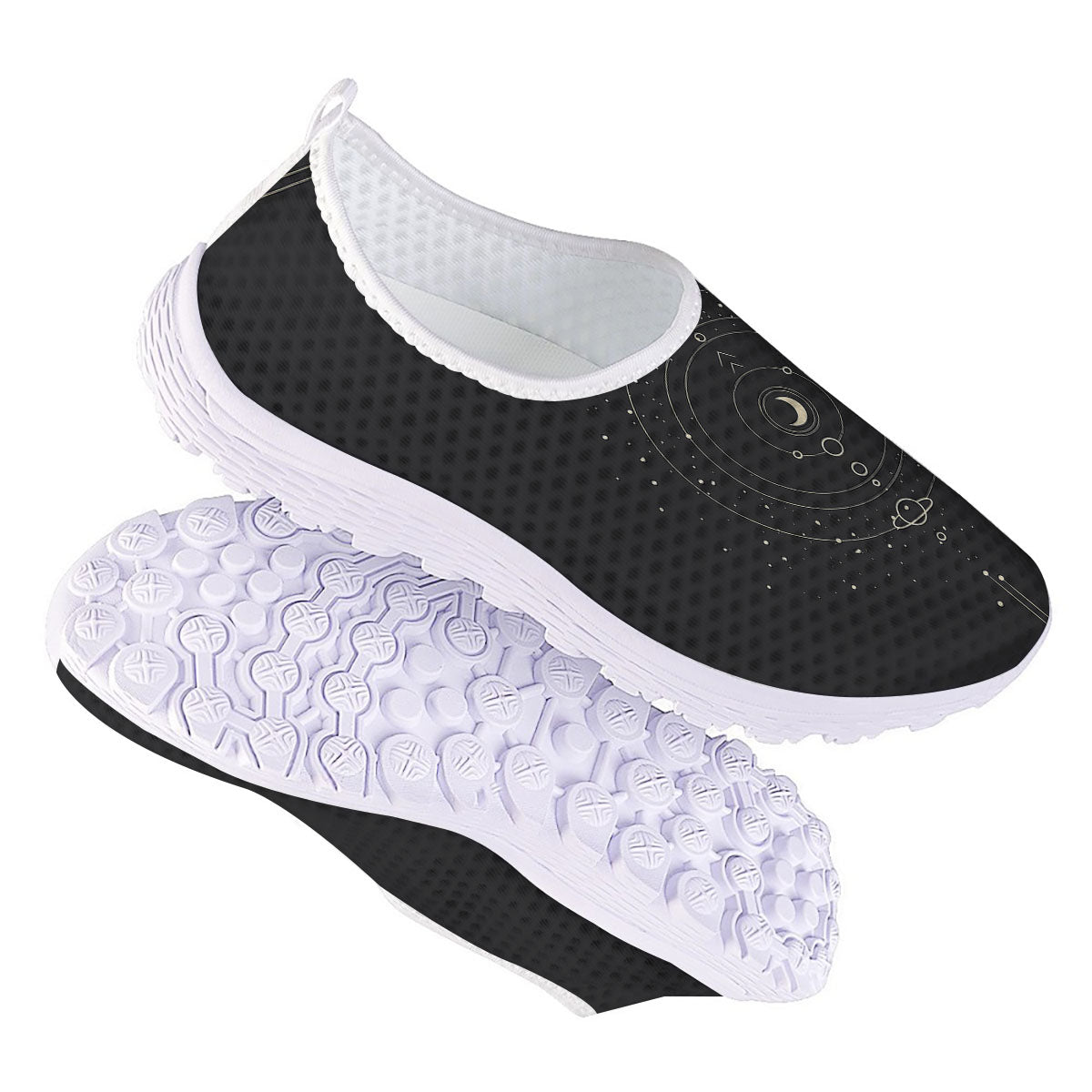 Moon Phase Galaxy Print Nurse Shoes-grizzshop