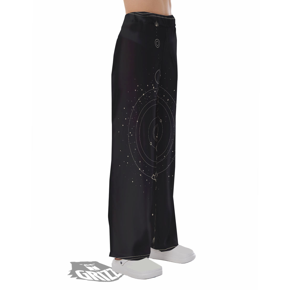 Moon Phase Galaxy Print Pajama Pants-grizzshop