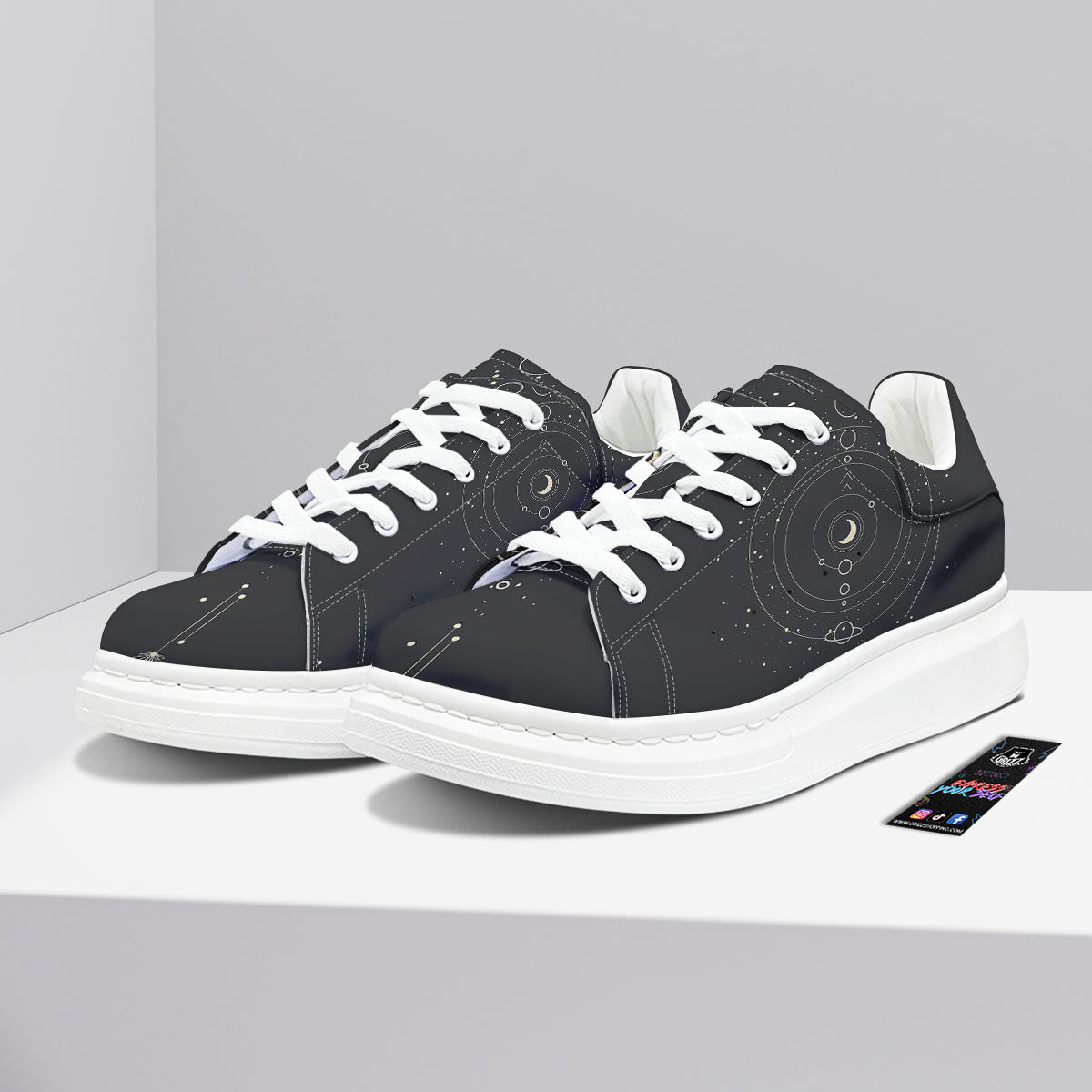 Moon Phase Galaxy Print Platform Shoes-grizzshop