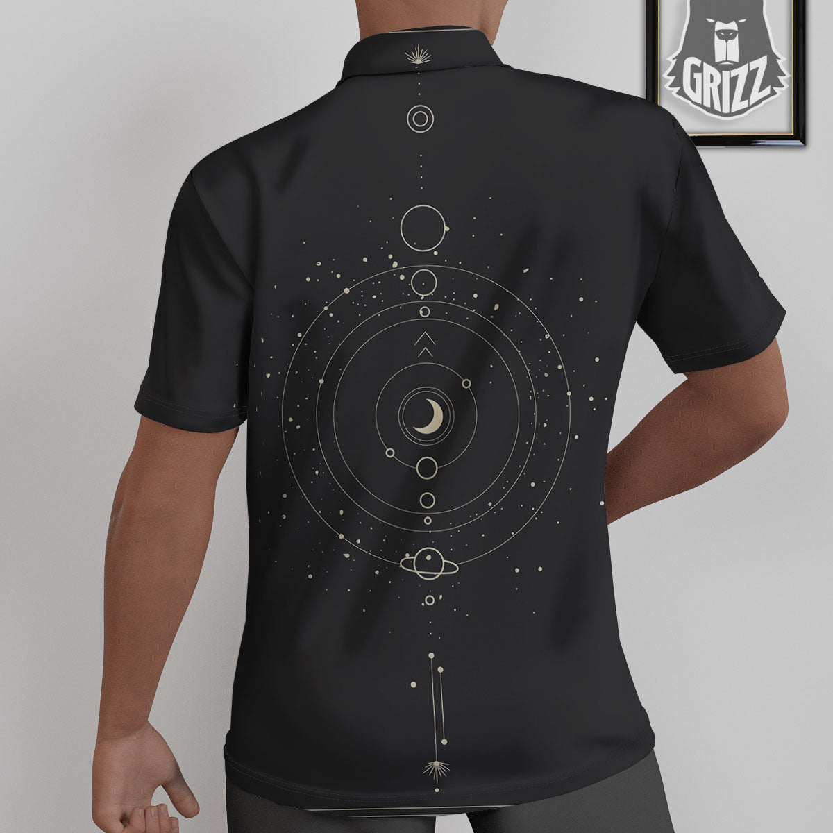 Moon Phase Galaxy Print Untucked Shirts-grizzshop