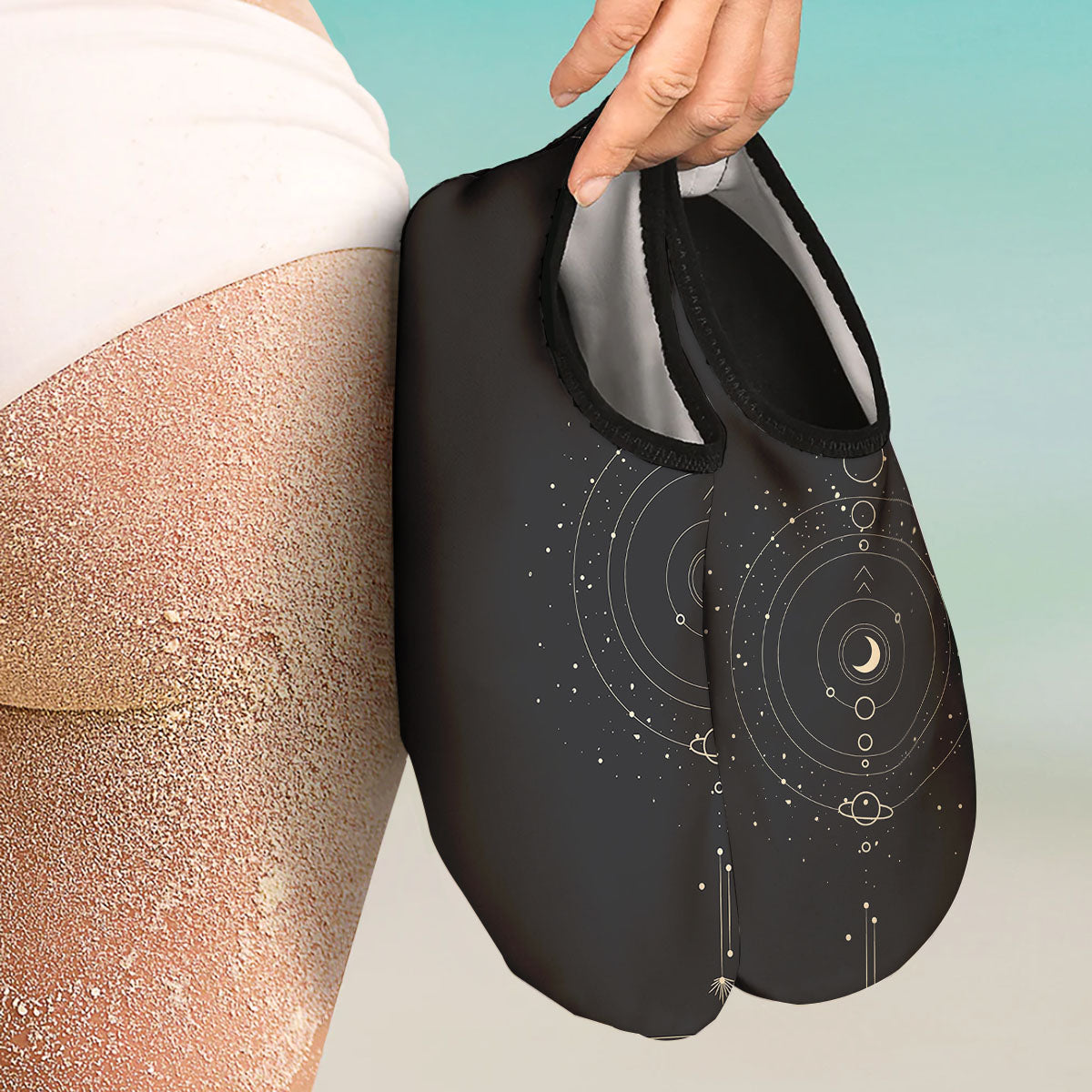 Moon Phase Galaxy Print Water Shoes-grizzshop