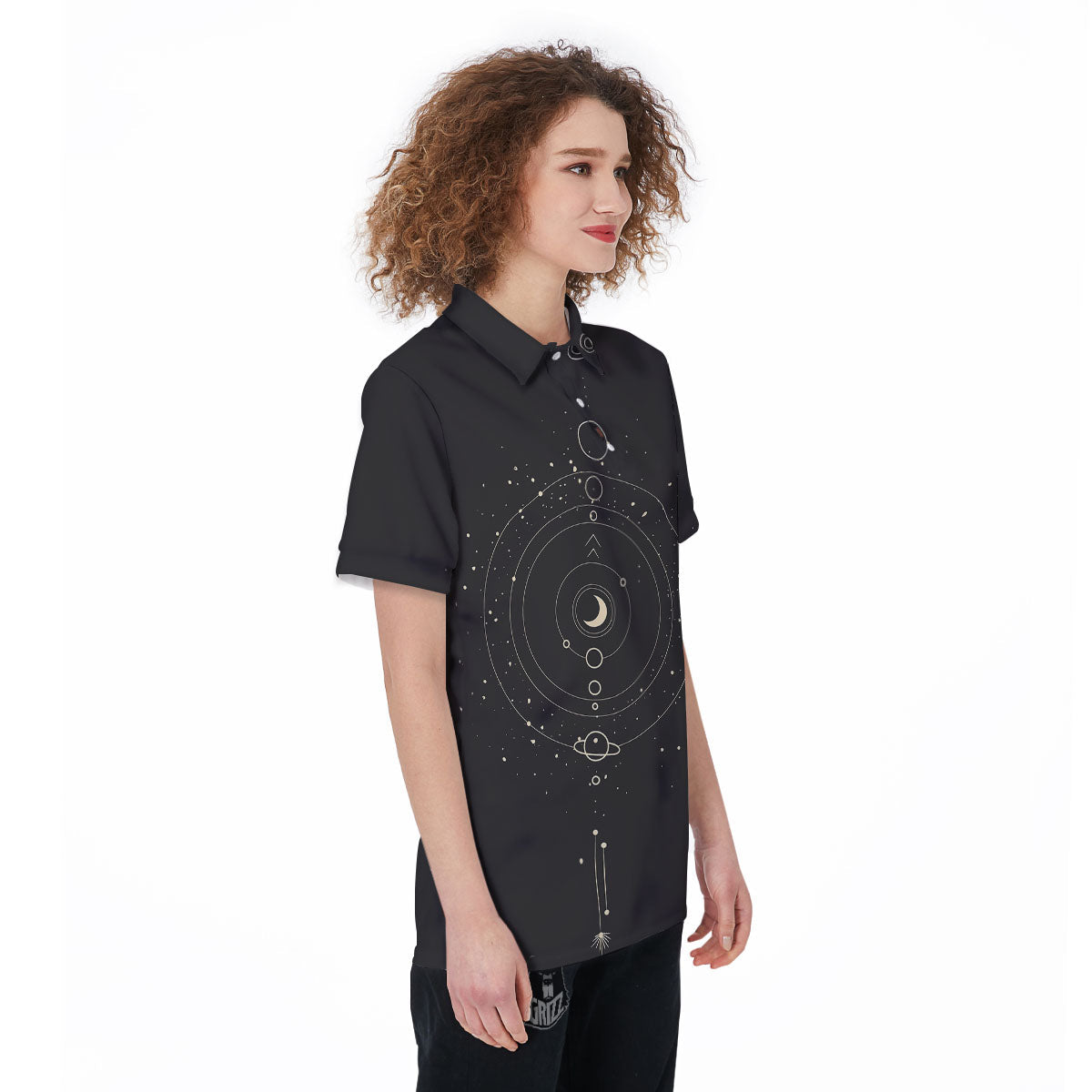 Moon Phase Galaxy Print Women's Golf Shirts-grizzshop