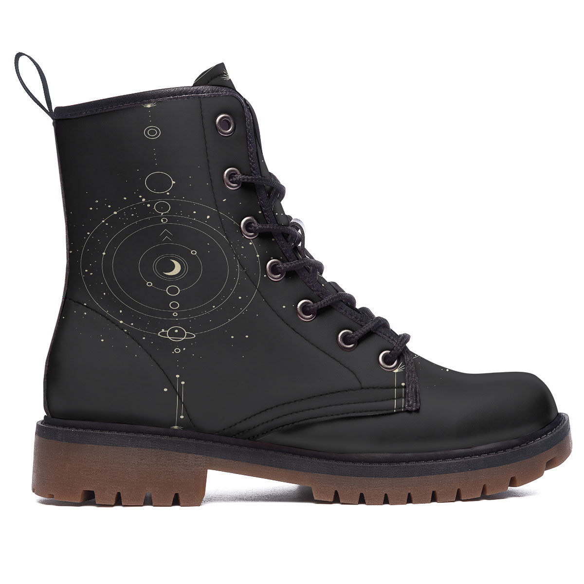 Moon Phase Galaxy Print Work Boots-grizzshop