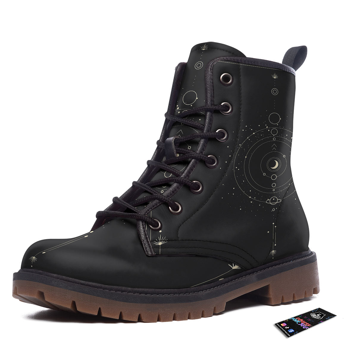 Moon Phase Galaxy Print Work Boots-grizzshop