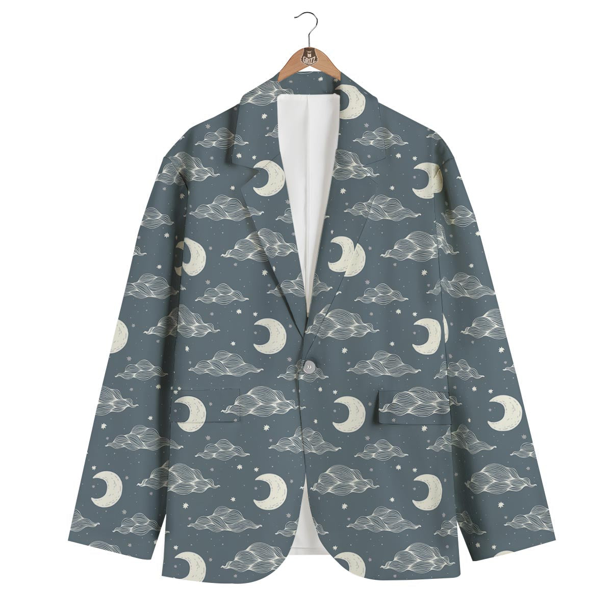 Moon Print Pattern Men's Blazer-grizzshop