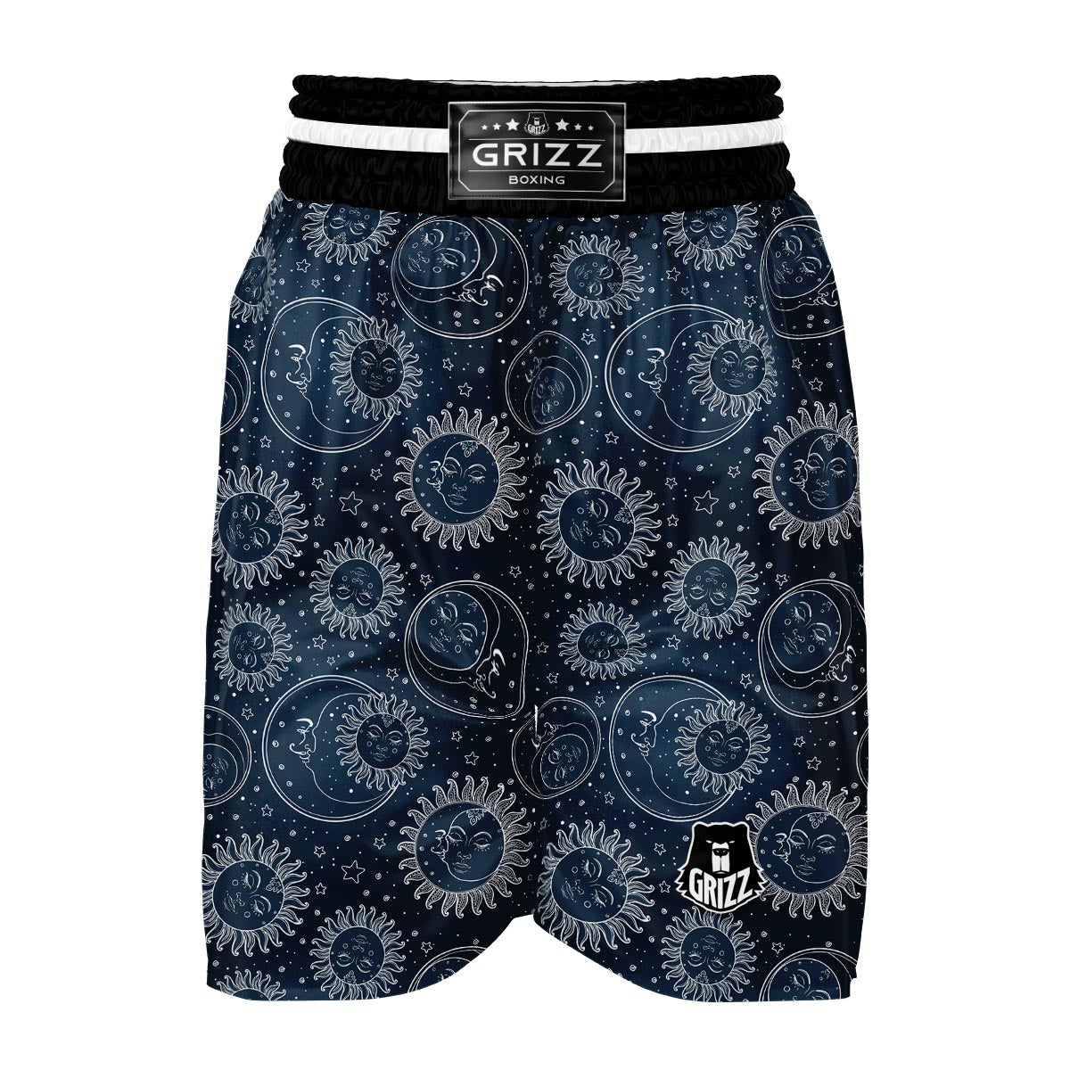 Moon Sun Print Pattern Boxing Shorts-grizzshop