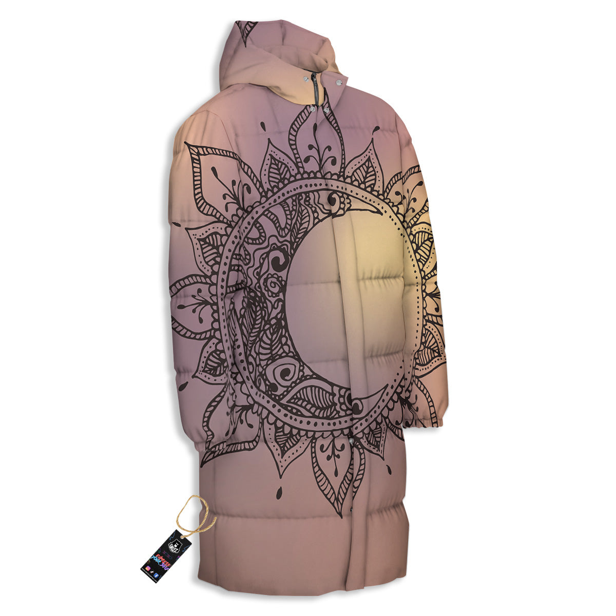 Moon And Bohemian Sun Print Long Down Jacket