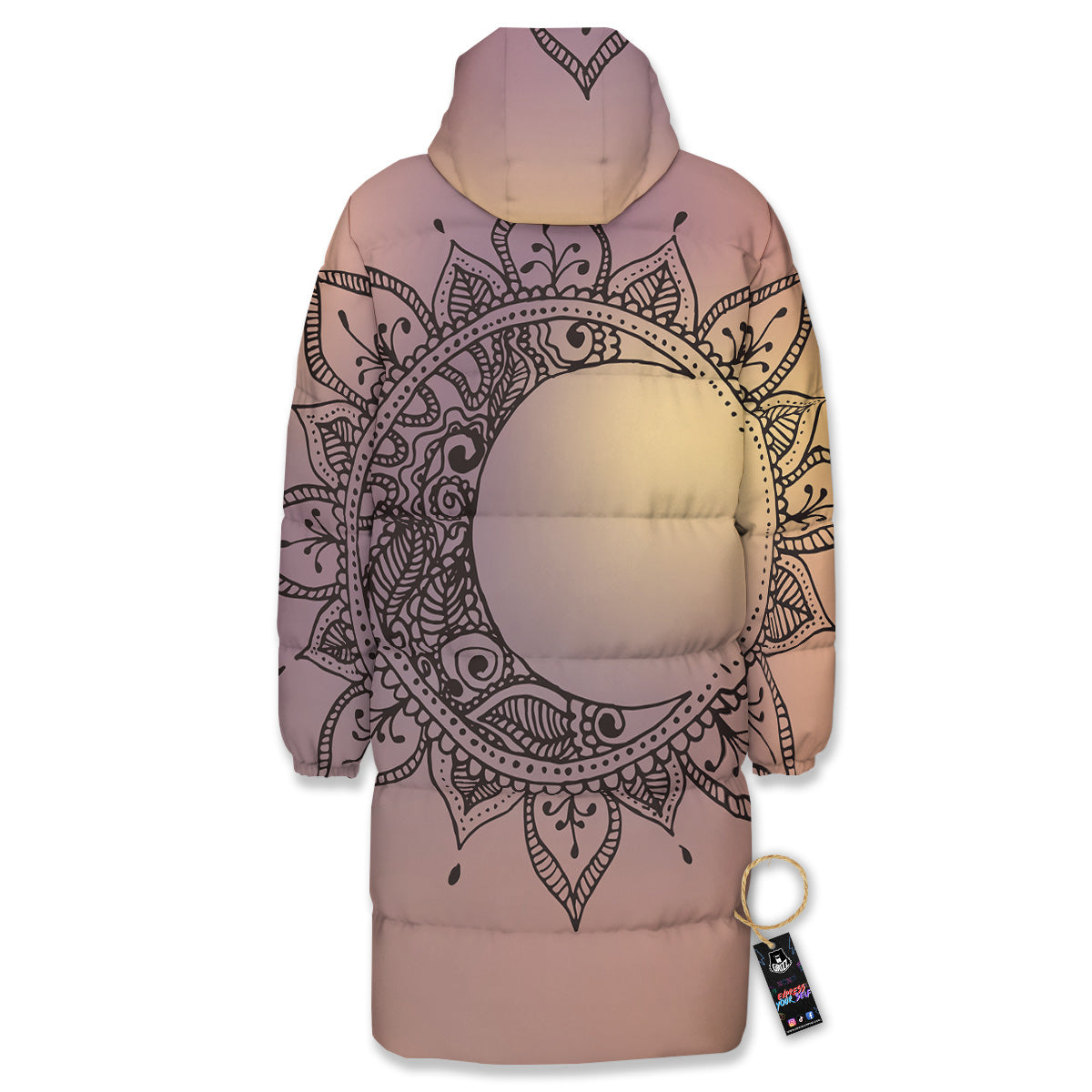 Moon And Bohemian Sun Print Long Down Jacket