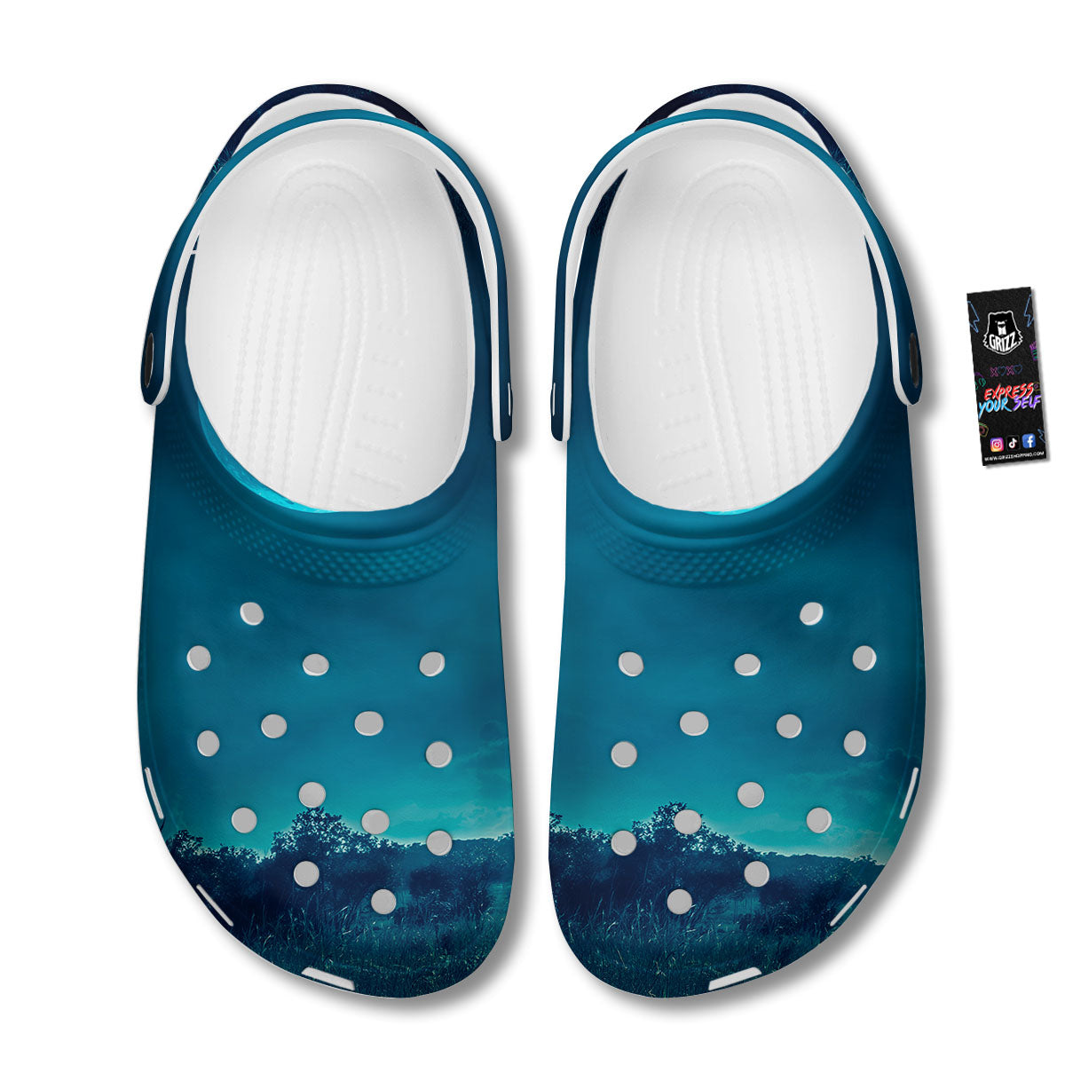 Moonlight And Night Forest Print Clog-grizzshop