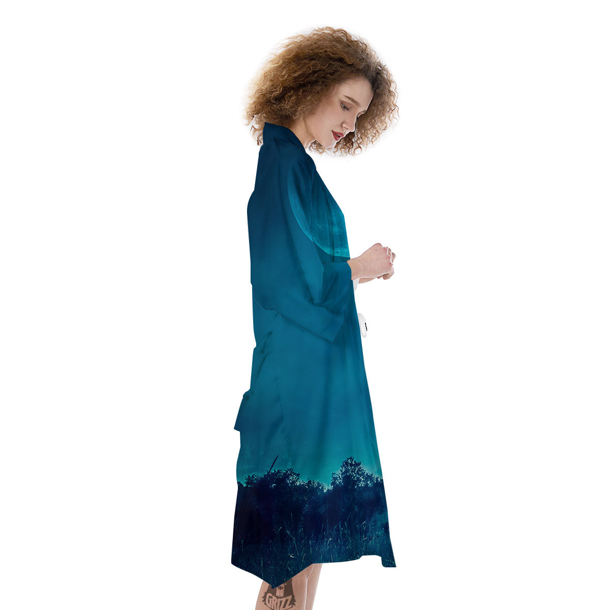 Moonlight And Night Forest Print Kimono-grizzshop
