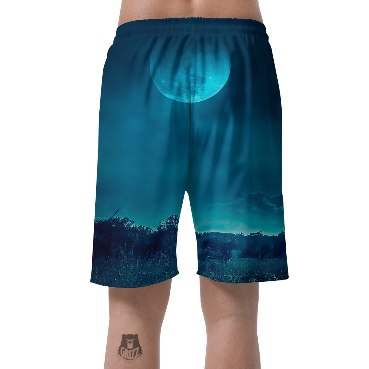 Moonlight And Night Forest Print Men's Shorts-grizzshop