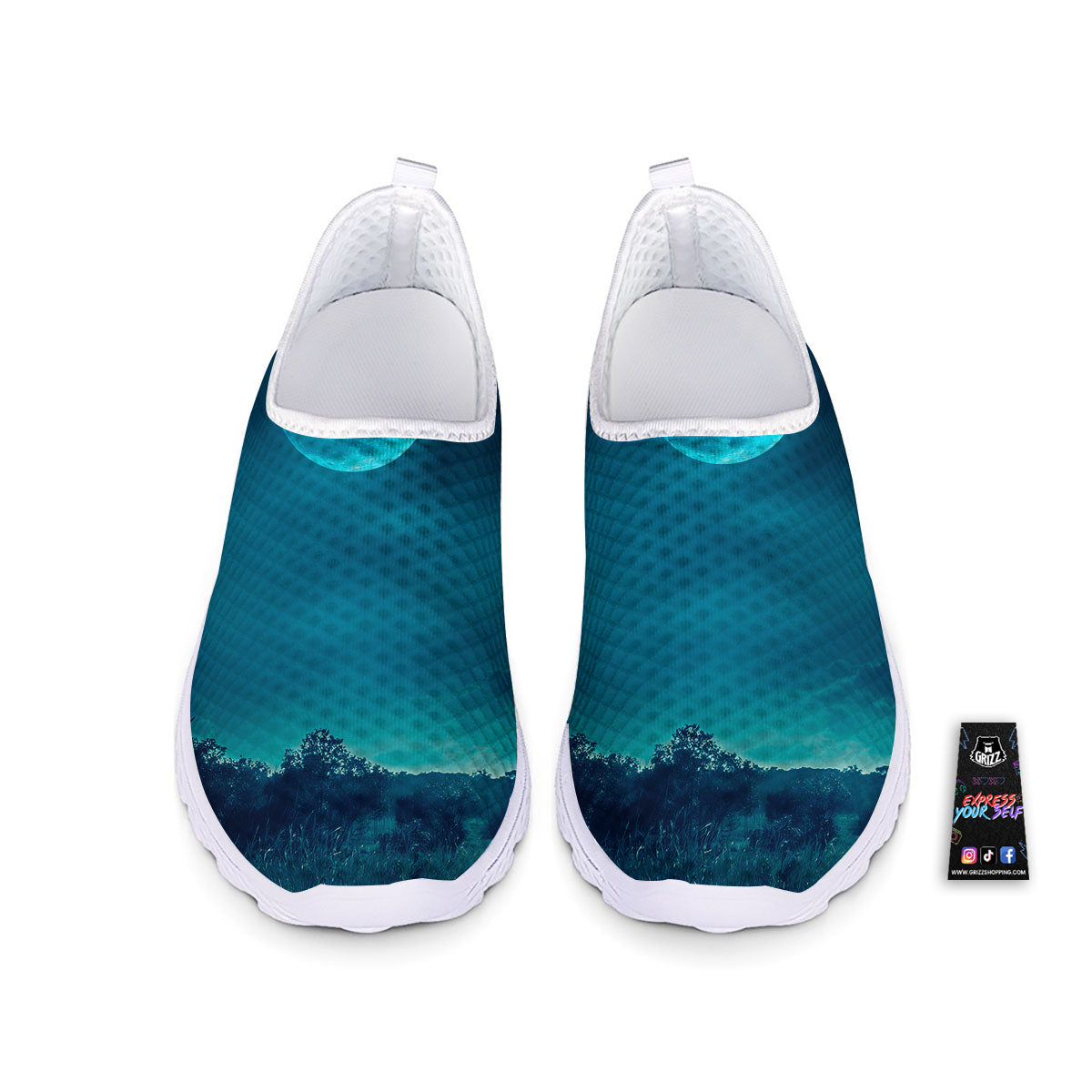 Moonlight And Night Forest Print Nurse Shoes-grizzshop