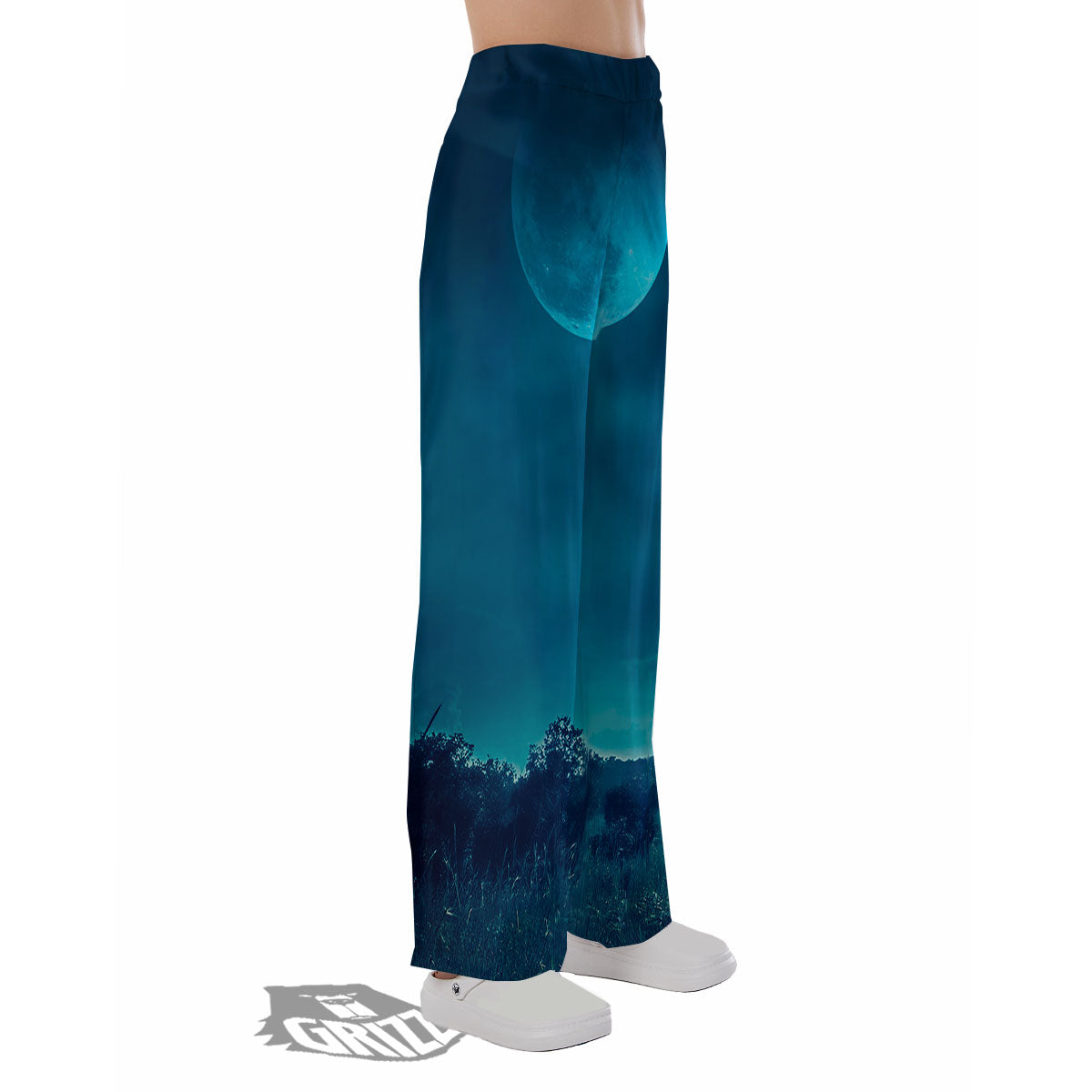 Moonlight And Night Forest Print Pajama Pants-grizzshop