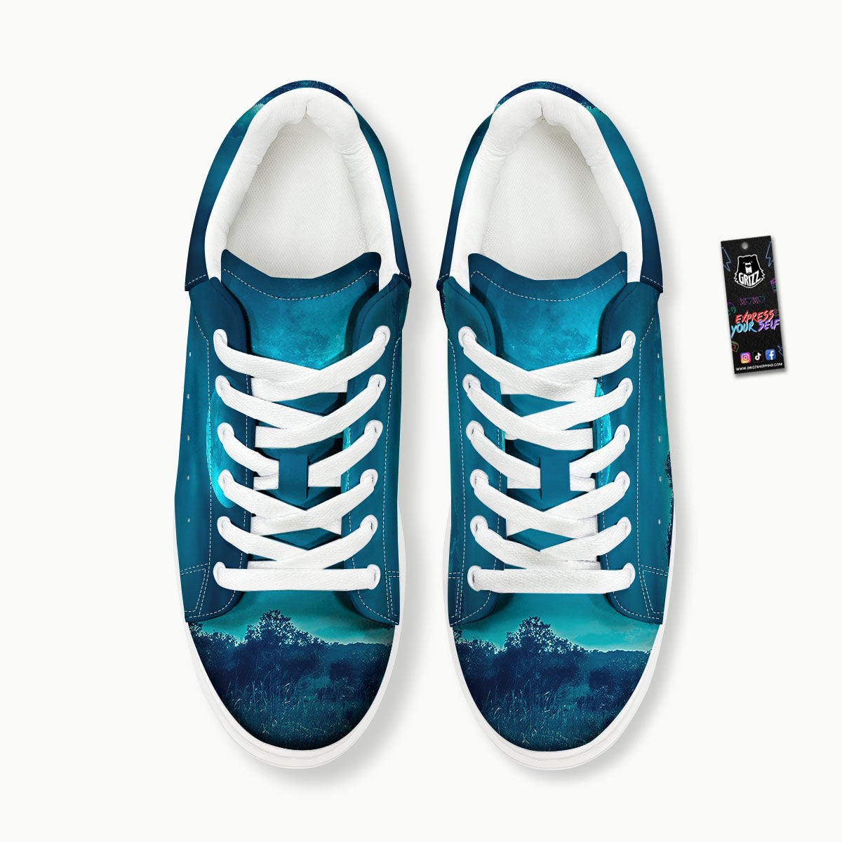 Moonlight And Night Forest Print Platform Shoes-grizzshop
