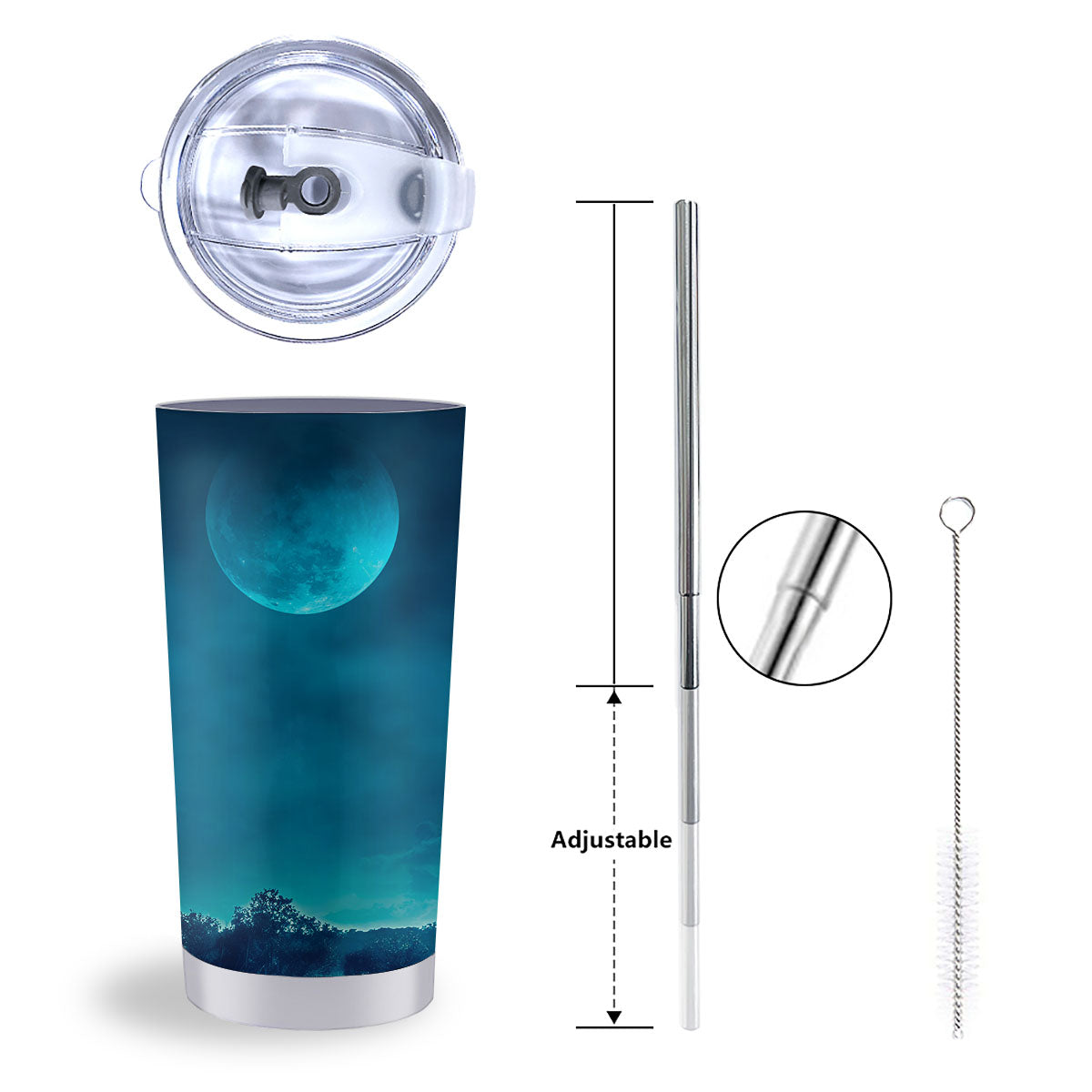 Moonlight And Night Forest Print Tumbler-grizzshop