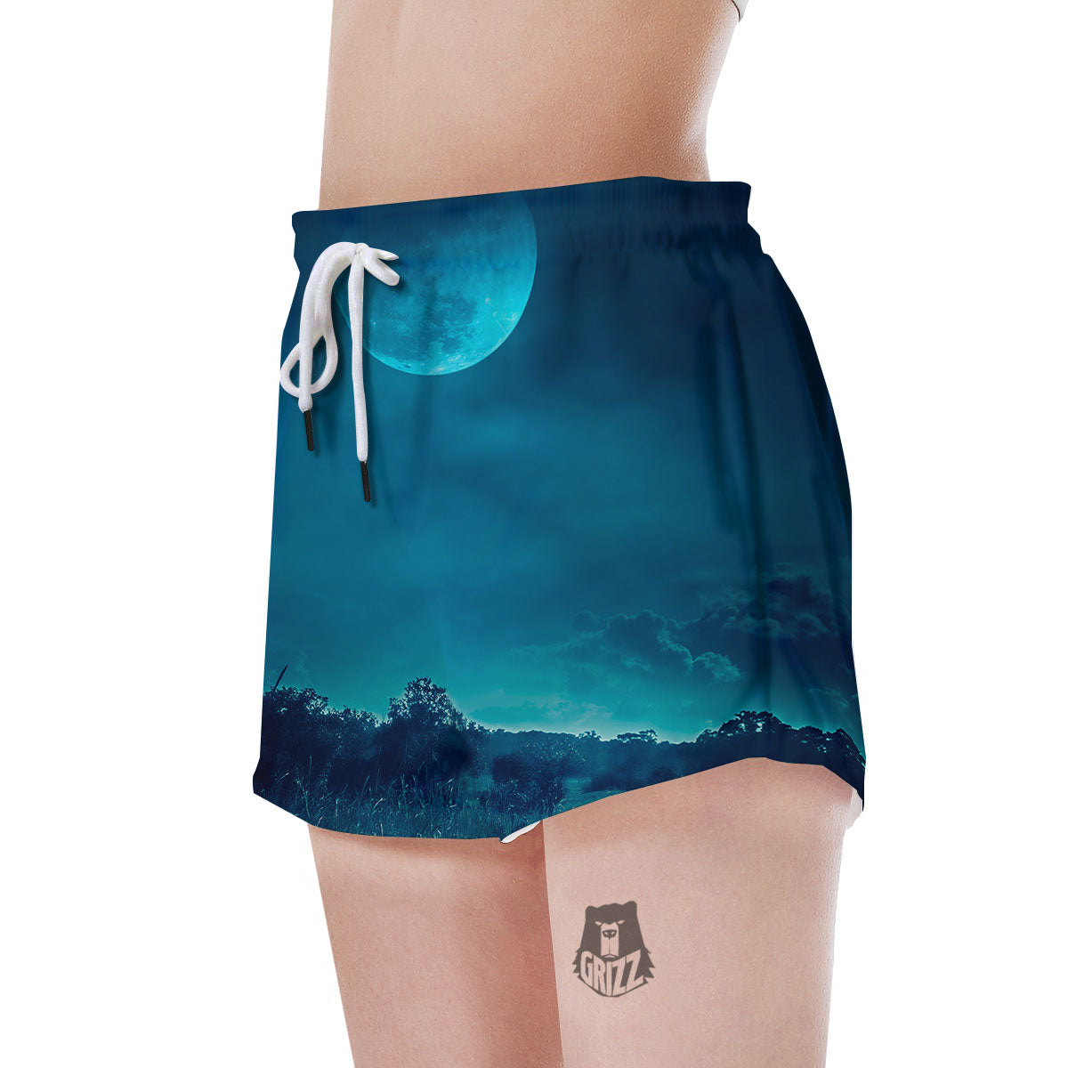 Moonlight And Night Forest Print Women's Shorts-grizzshop