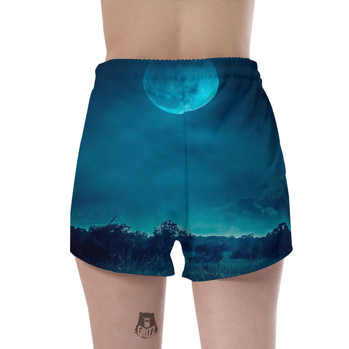 Moonlight And Night Forest Print Women's Shorts-grizzshop