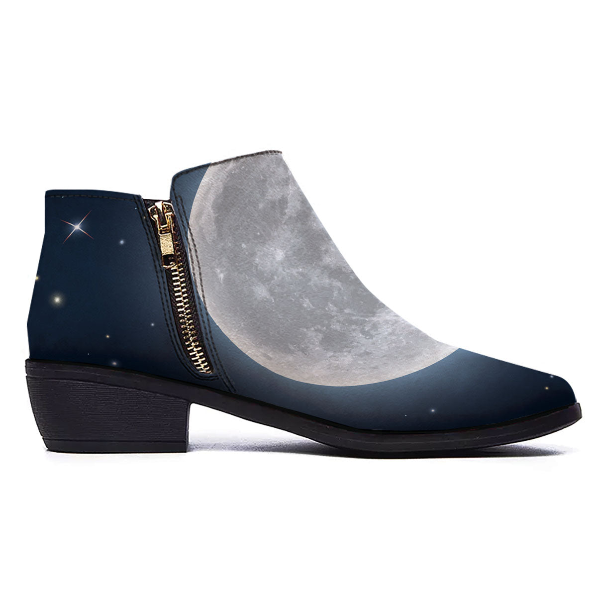 Moonlight And Night Sky Print Ankle Boots-grizzshop