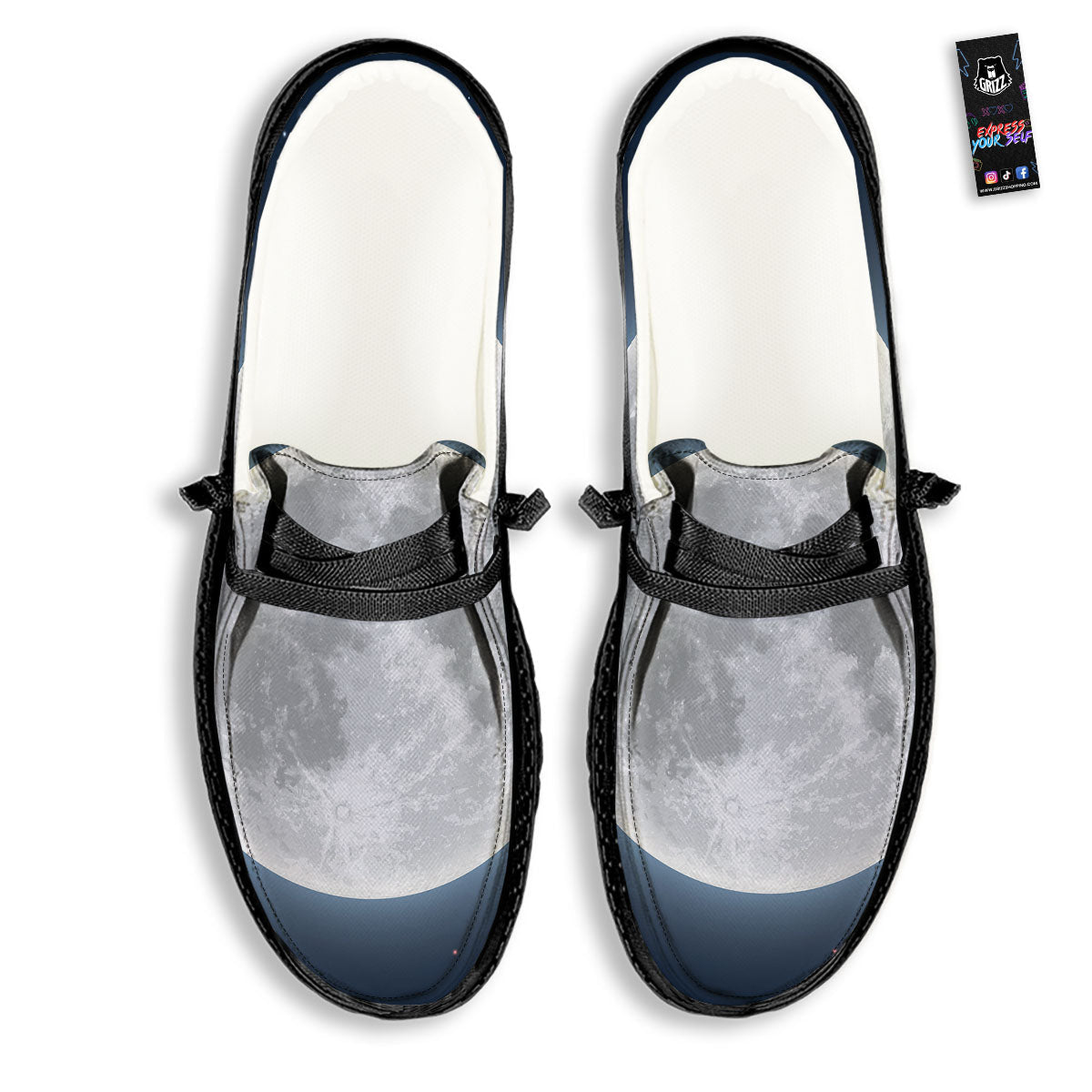 Moonlight And Night Sky Print Black Loafers-grizzshop