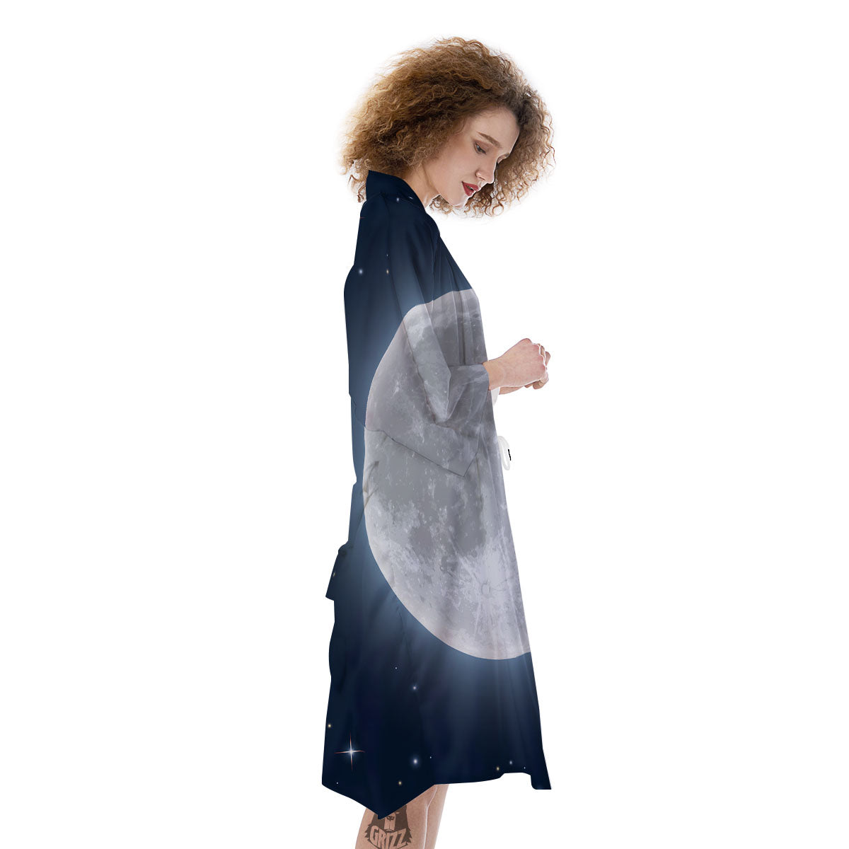 Moonlight And Night Sky Print Kimono-grizzshop