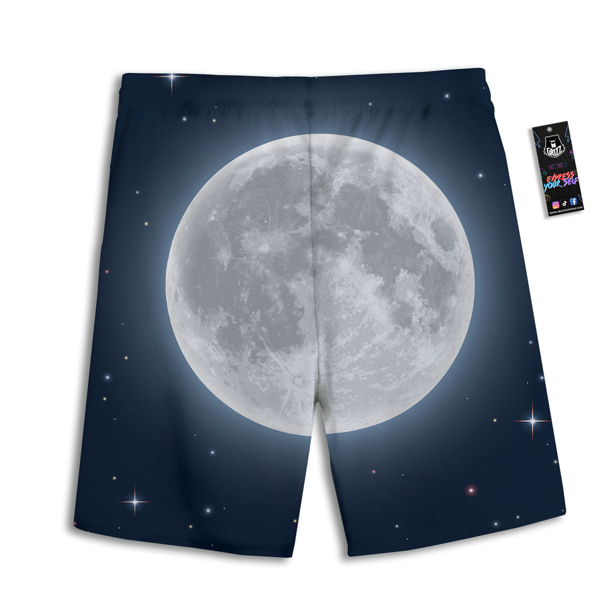 Moonlight And Night Sky Print Men's Athletic Shorts