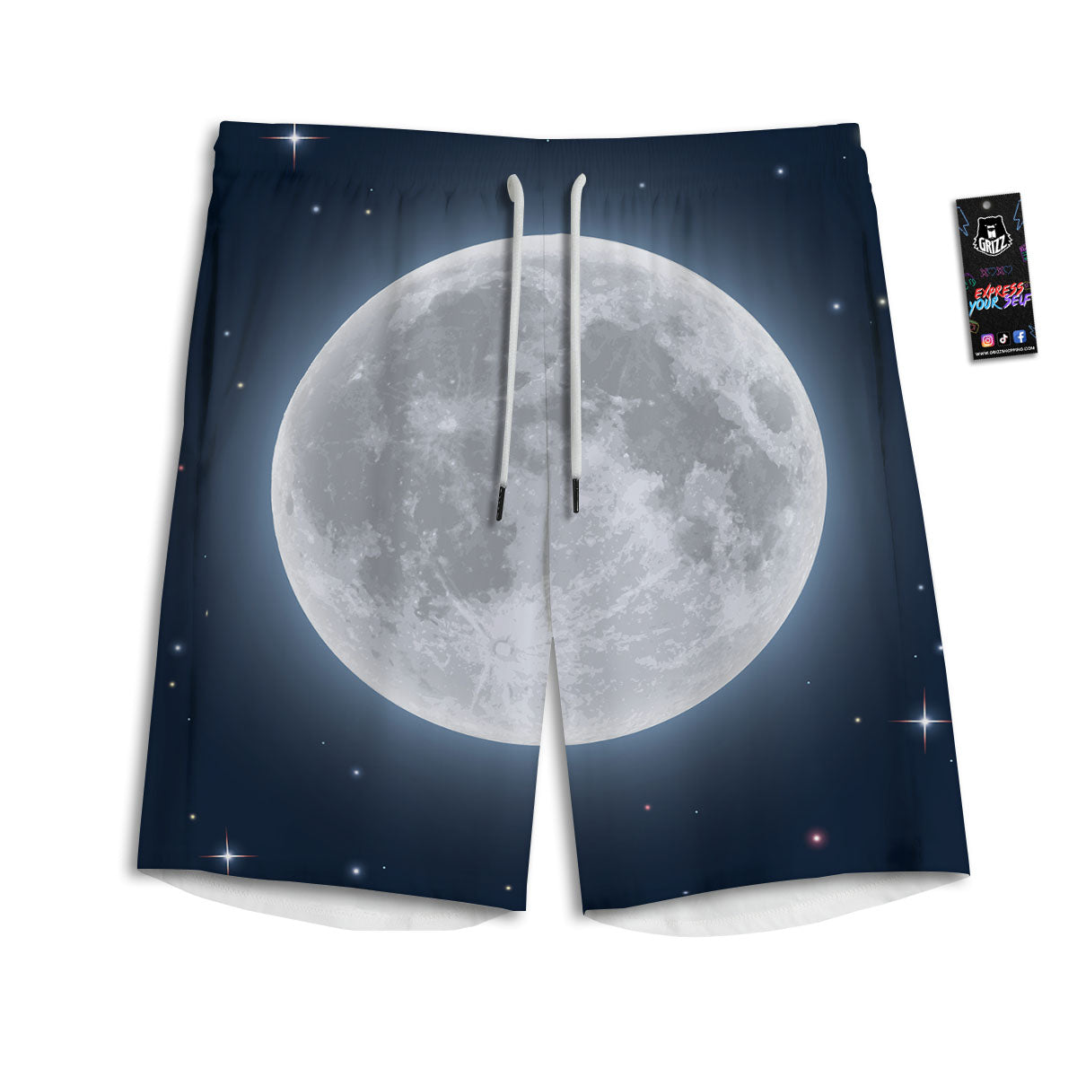 Moonlight And Night Sky Print Men's Athletic Shorts