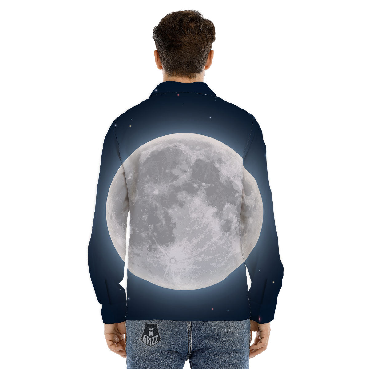 Moonlight And Night Sky Print Men's Dress Shirts-grizzshop