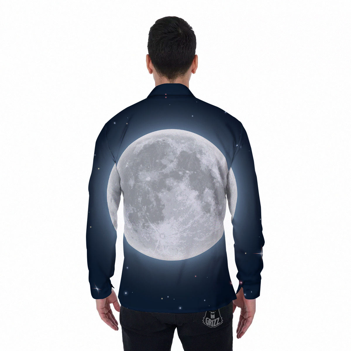 Moonlight And Night Sky Print Men's Long Sleeve Shirts-grizzshop