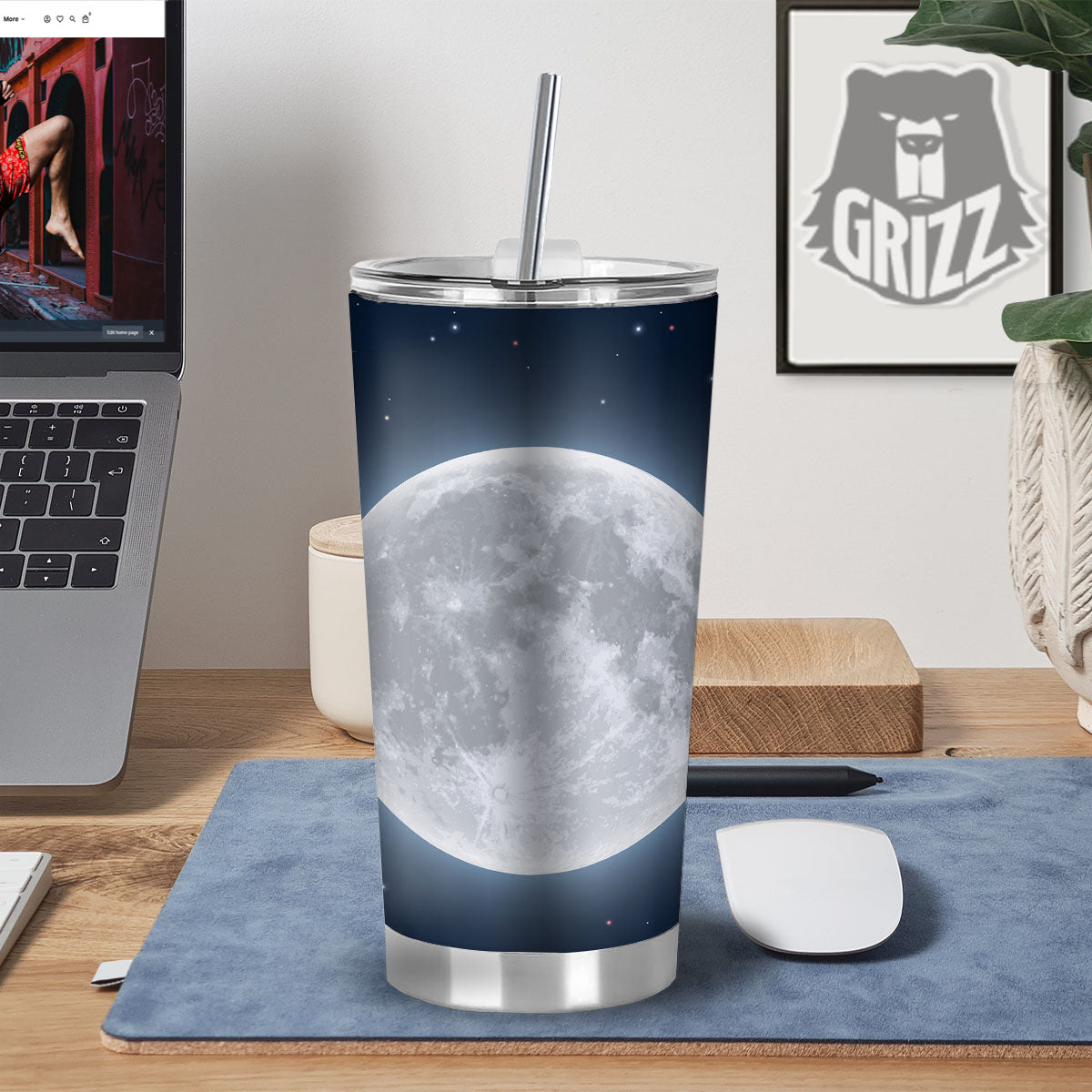 Moonlight And Night Sky Print Tumbler-grizzshop