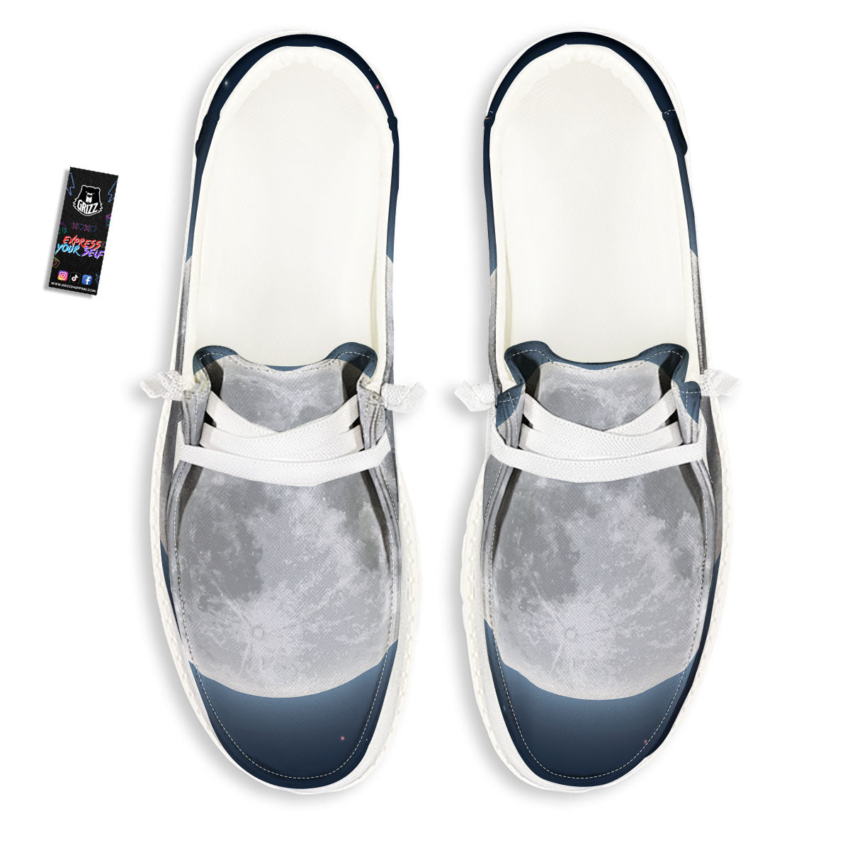 Moonlight And Night Sky Print White Loafers-grizzshop