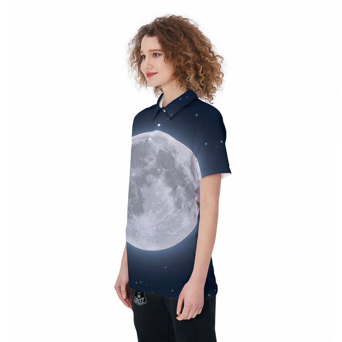 Moonlight And Night Sky Print Women's Golf Shirts-grizzshop