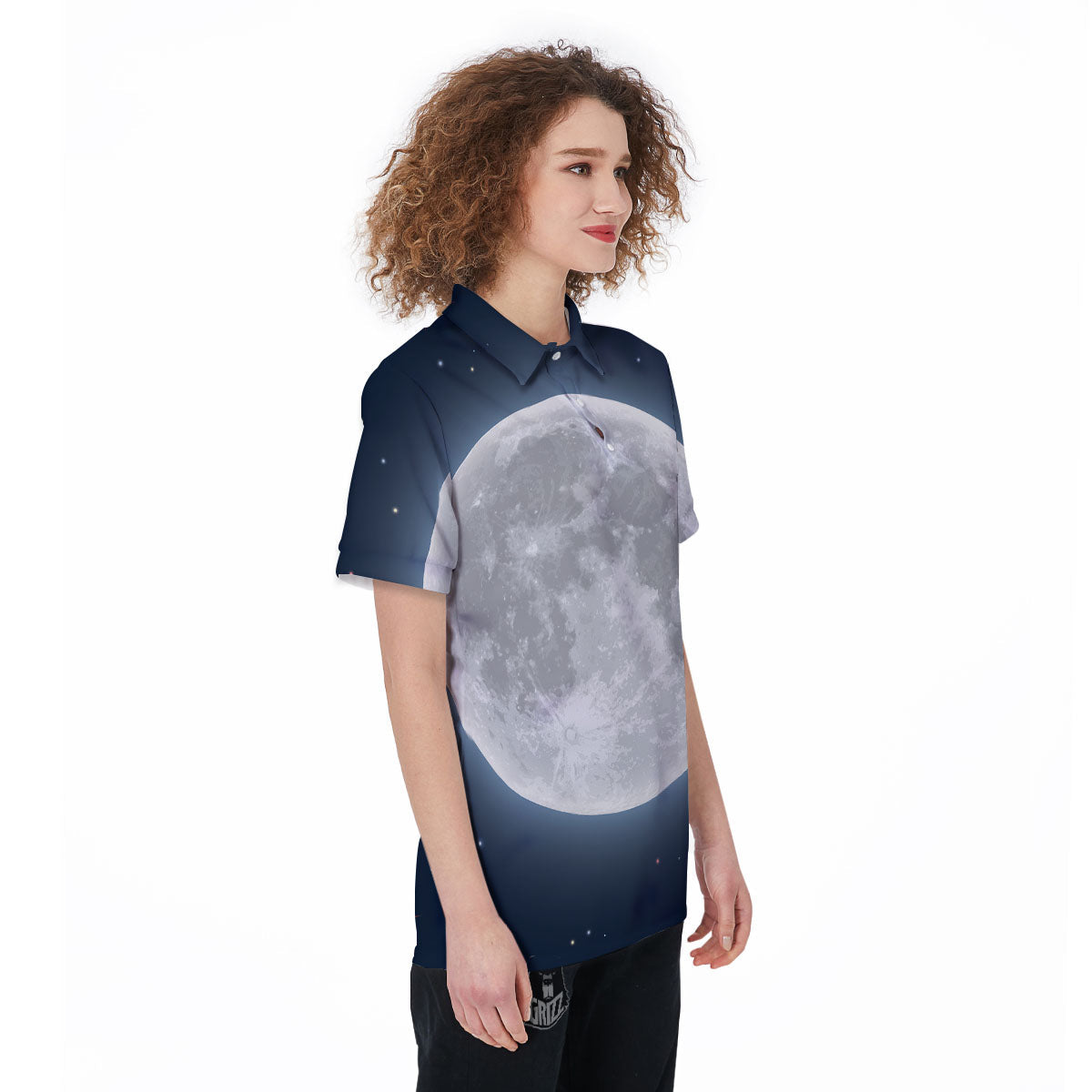 Moonlight And Night Sky Print Women's Golf Shirts-grizzshop