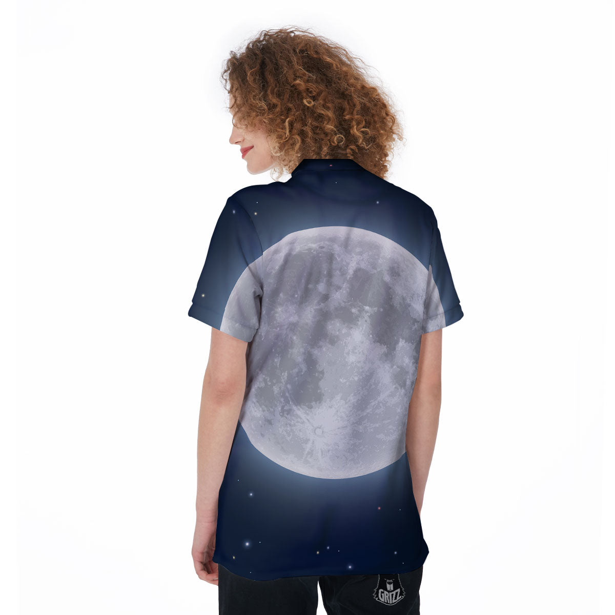 Moonlight And Night Sky Print Women's Golf Shirts-grizzshop