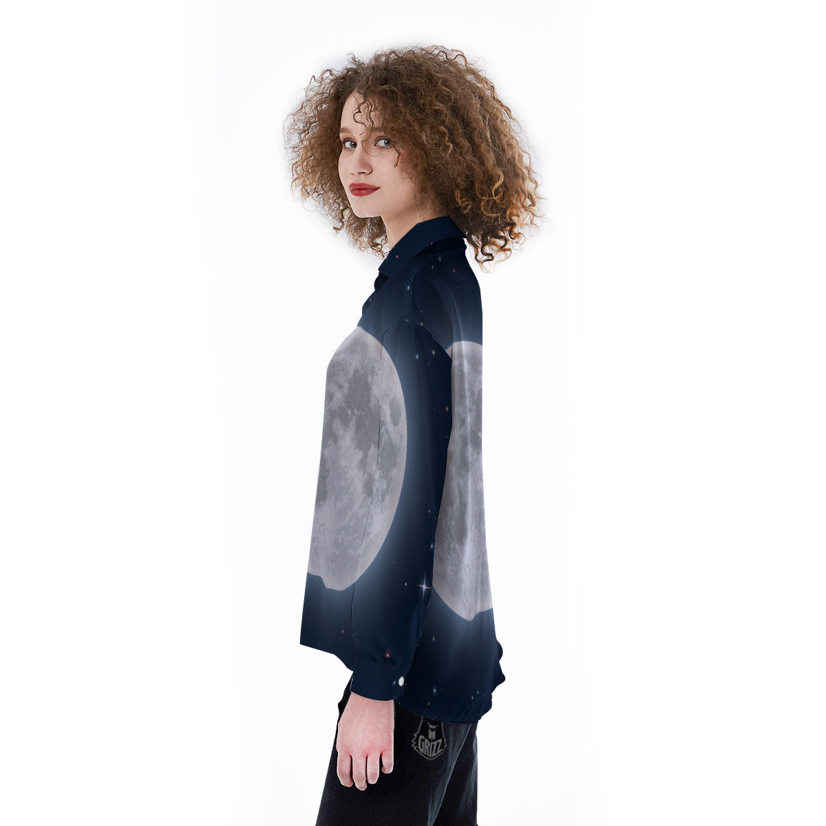 Moonlight And Night Sky Print Women's Long Sleeve Shirts-grizzshop