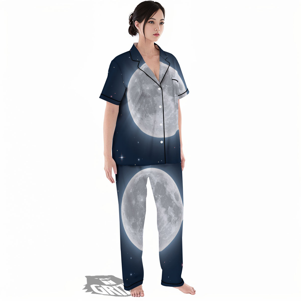Moonlight And Night Sky Print Women's Pajamas Set-grizzshop