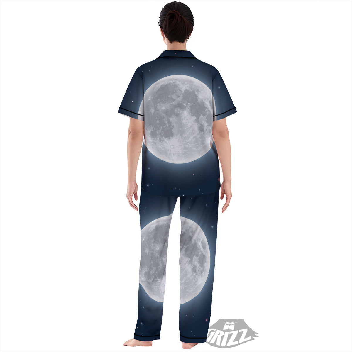 Moonlight And Night Sky Print Women's Pajamas Set-grizzshop