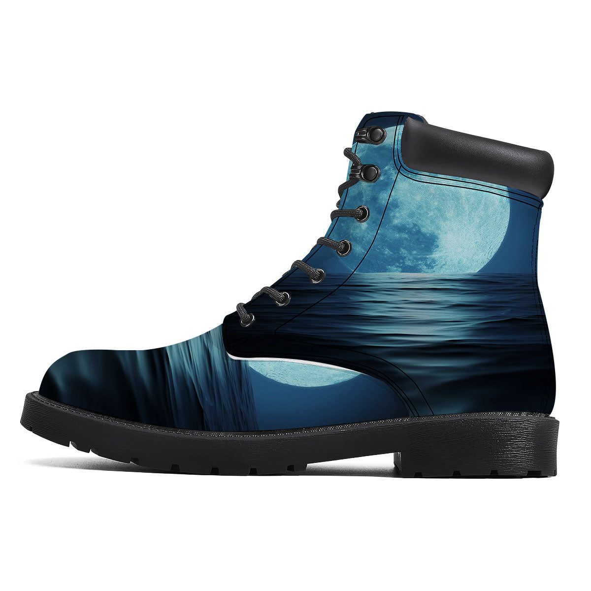 Moonlight And The Sea Print Boots-grizzshop